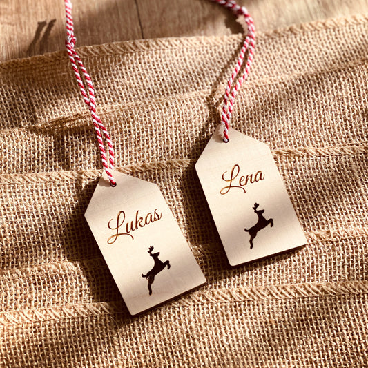 Geschenks-Anhänger "Rentier" personalisiert