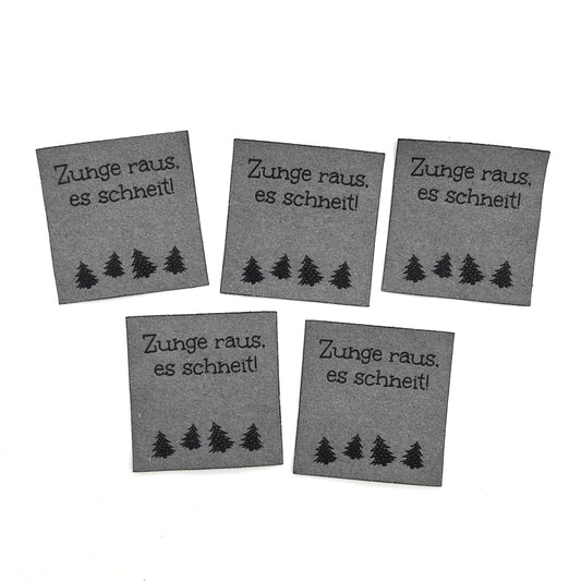 Lagerware 5 Stk. Labels "Zunge raus es schneit!"