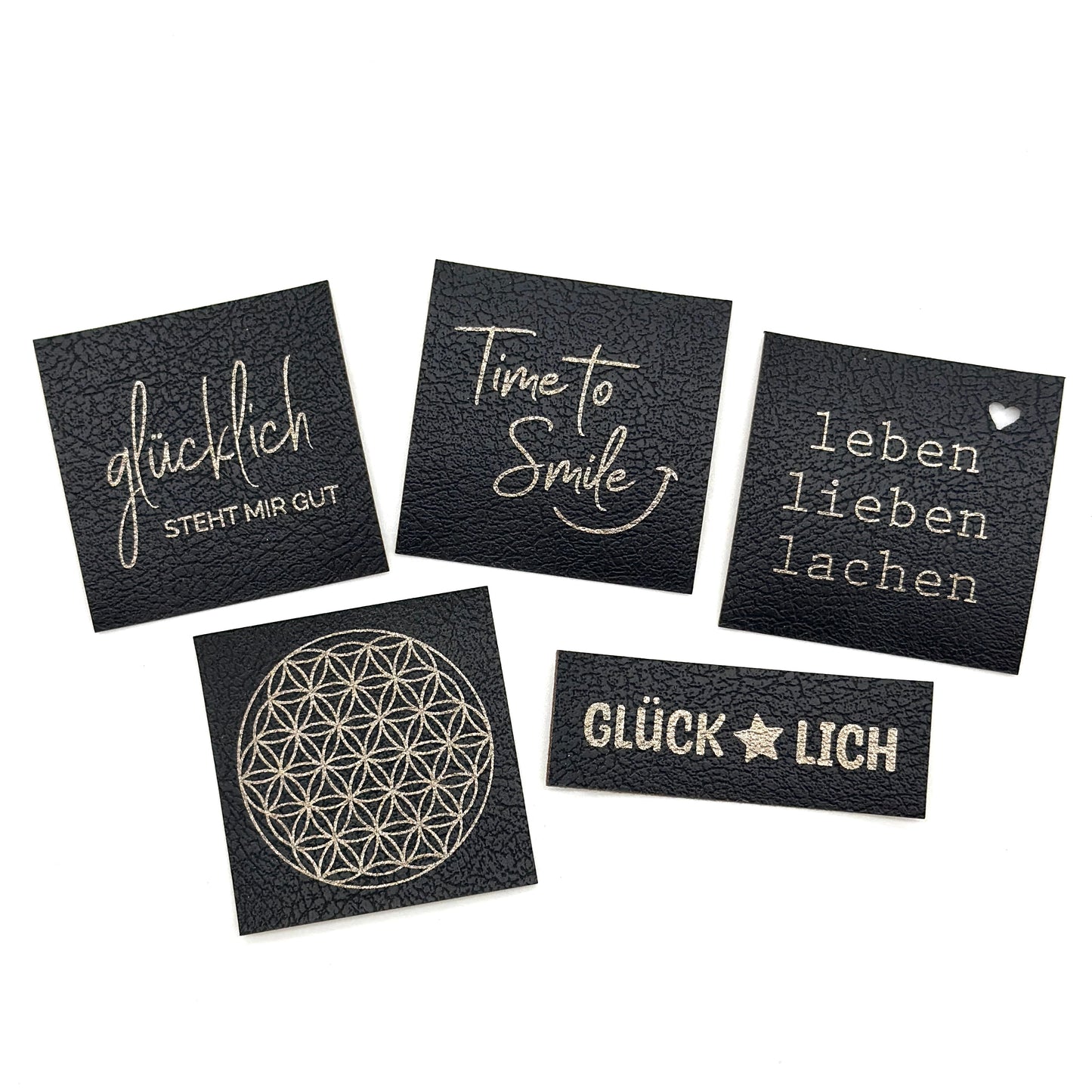 Lagerware 5 Stk. Labels SET "Glück"
