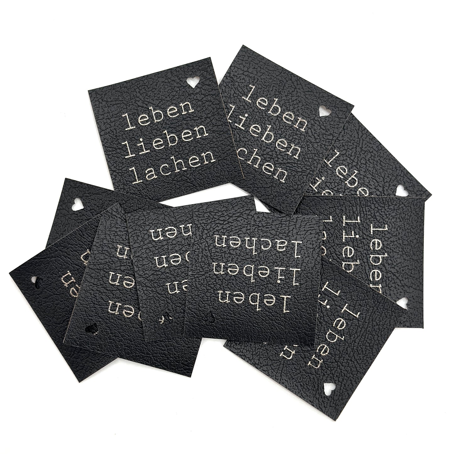 Lagerware 10 Stk. Labels "leben lieben lachen"