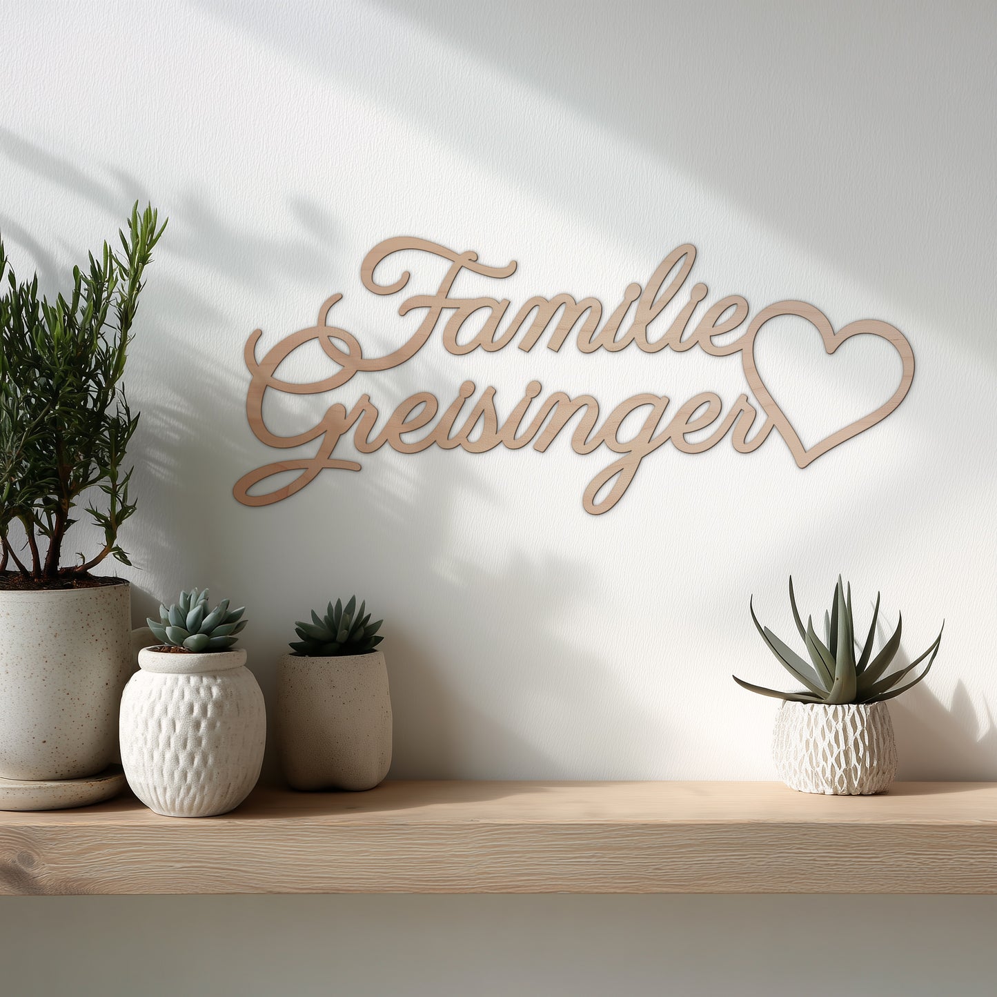 Tuerschild "Herz Schriftzug" Buche