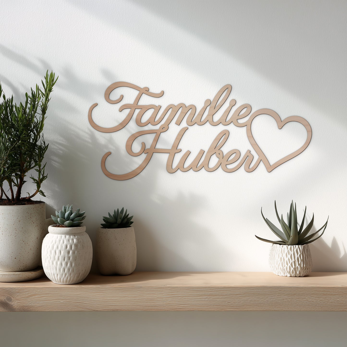 Tuerschild "Herz Schriftzug" Buche