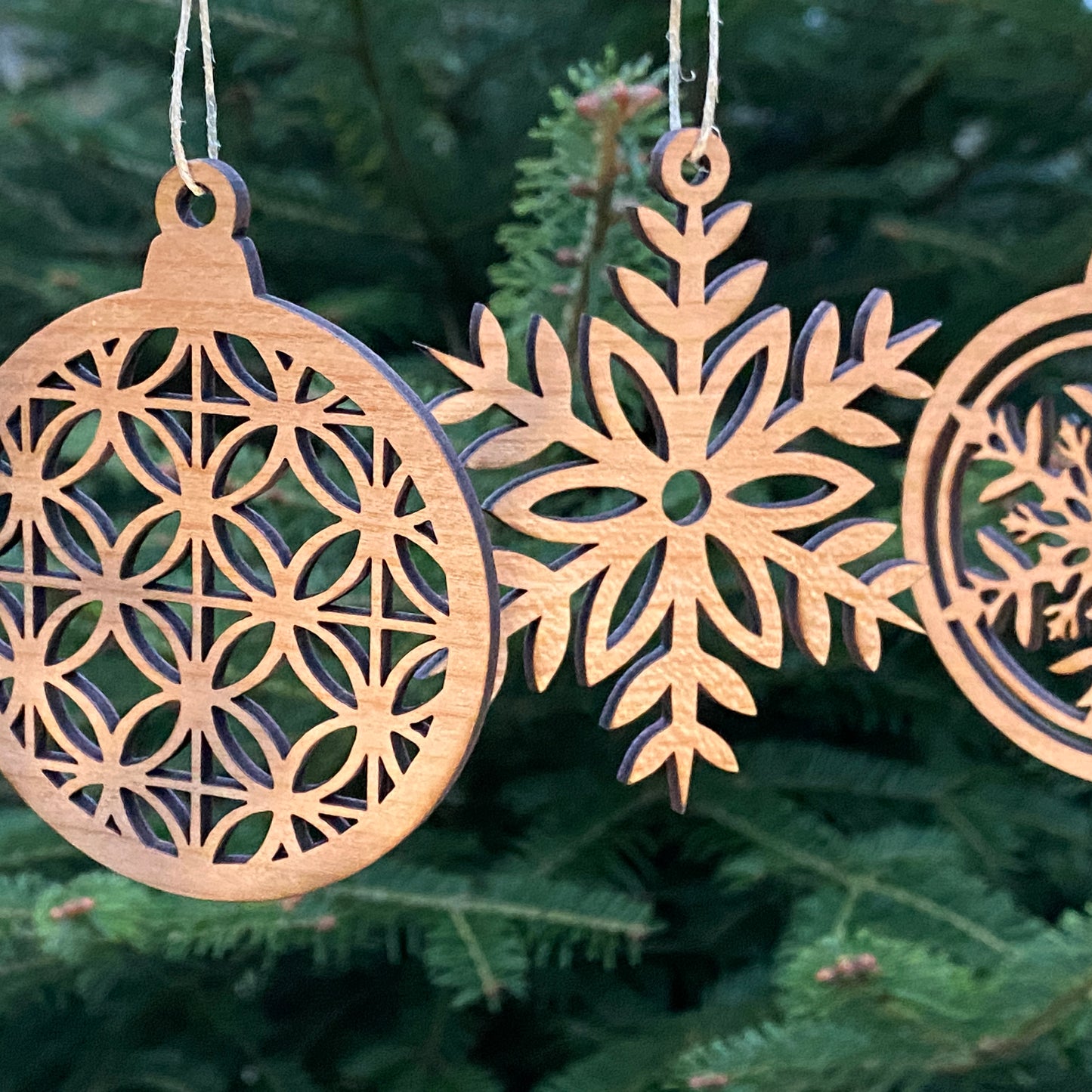 Weihnachtsschmuck 5er-Set Kirschholz