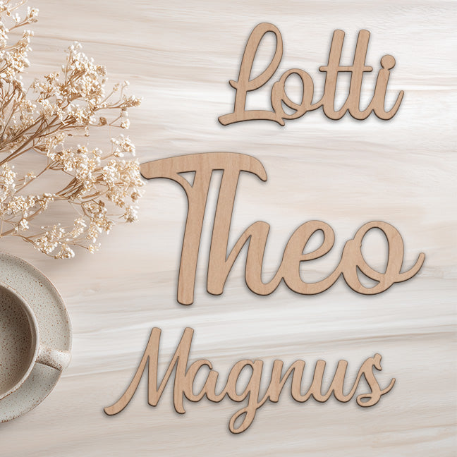 Schriftzug aus Holz Style "Bahu"